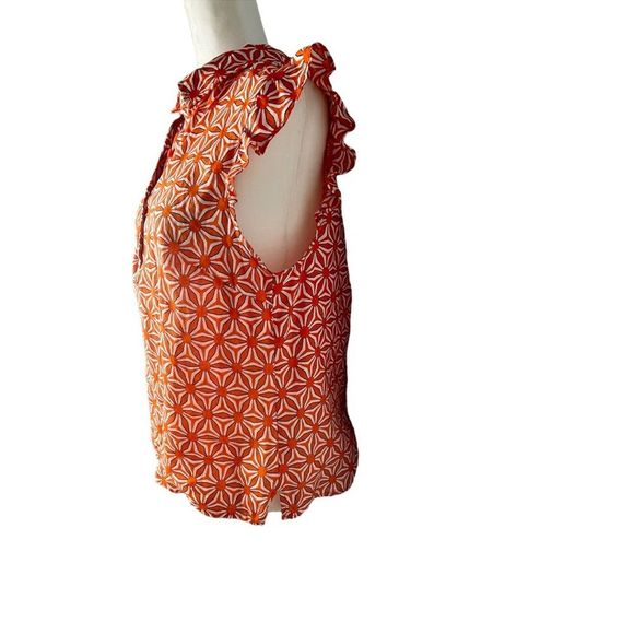 Charter club luxury linen button up blouse ruffle sleeve M - Picture 2 of 6